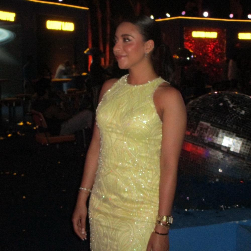 CUSTOM MADE butter yellow high neck gown. One of a kind dress.